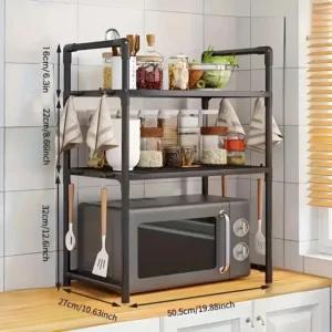 Organizador de Cocina Multiuso para Microondas con Estantes y Ganchos