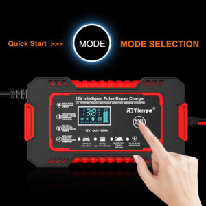 Cargador Inteligente de Baterías 12V con Reparación por Pulsos y Pantalla LCD