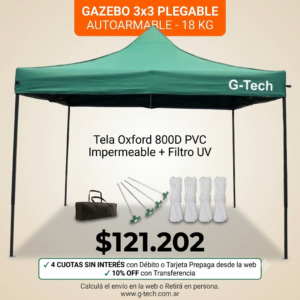 Gazebo Plegable 3x3 Autoarmable Reforzado Con Bolso