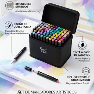 Marcadores de Doble Punta para Artistas y Diseñadores (Set de 80 Colores)