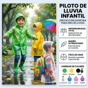 Piloto de Lluvia Infantil Impermeable EVA Traslúcido con Capucha