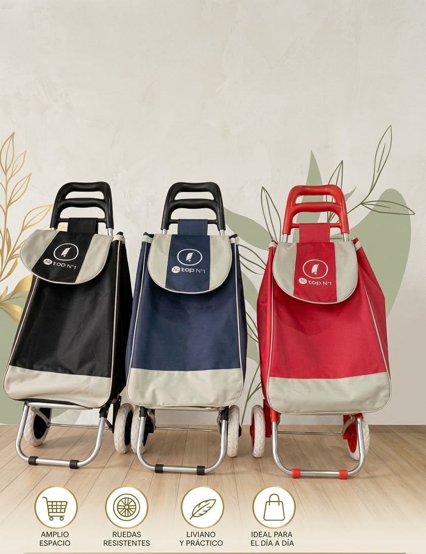 Carrito De Compras Plegable 2 Ruedas Con Bolsó De Tela Reforzado